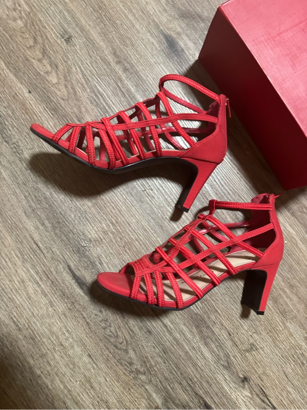 Impo stretch memory foam - Red Strappy High Heel Sandals - Women's Dress Heels